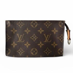 Louis Vuitton Monogram & Vachetta Leather Toiletry 15 Bucket Pouch Mini Bag